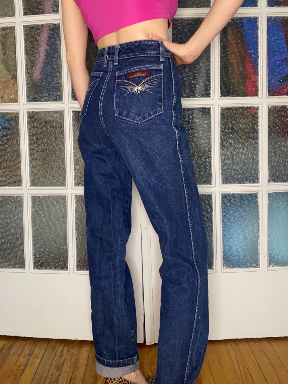 Vintage jordache Dark Blue High-Rise Straight Leg Jeans